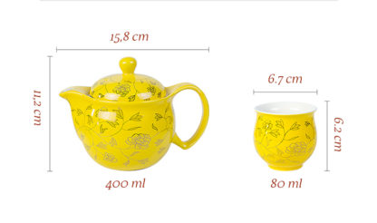 Tee-Set,Teekanne, doppelwandig,PozelanTasse, Tee Becher, tea cup, teapot