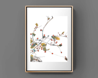 Blumen zeichnung flower painting sumie painting sumie painting Tuschemalerei wall decoration Zeichnung 水墨 秋果 Herbstfrucht