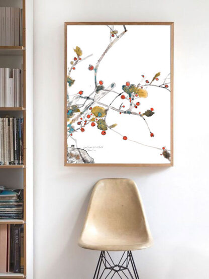 Blumen zeichnung flower painting sumie painting sumie painting Tuschemalerei wall decoration Zeichnung 水墨 秋果 Herbstfrucht