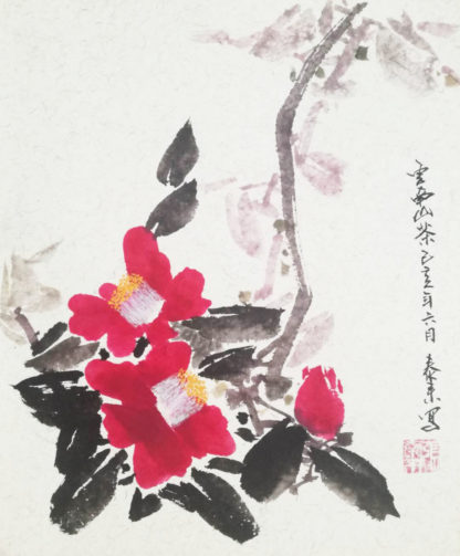 Kamelie camellia chinese Japanese painting home Haus decor wall art apanische chinesische Tusche Malerei Heim Büro Deko Wand Kunst