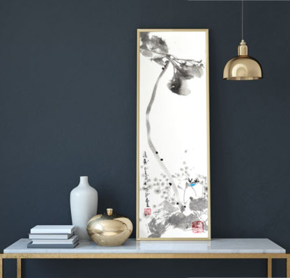 lotos lotus Malerei painting Tusche ink Heim Home Deko deco art Kunst wall Wand Office Büro