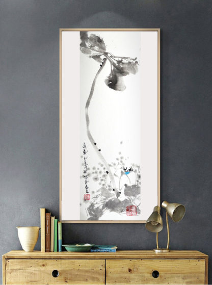 lotos lotus Malerei painting Tusche ink Heim Home Deko deco art Kunst wall Wand Office Büro