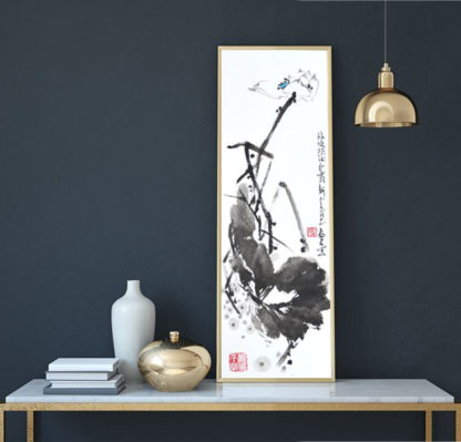 lotos lotus Malerei painting Tusche ink Heim Home Deko deco art Kunst wall Wand Office Büro