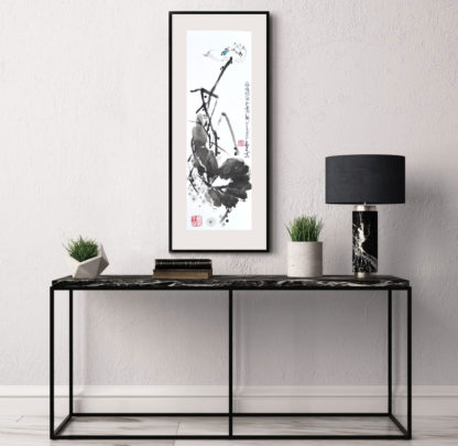 lotos lotus Malerei painting Tusche ink Heim Home Deko deco art Kunst wall Wand Office Büro