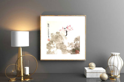 lotos lotus Malerei painting Tusche ink Heim Home Deko deco art Kunst wall Wand Office Büro