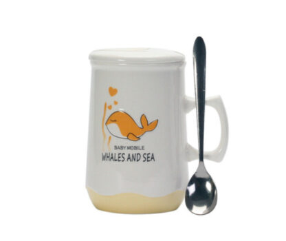 tasse Deckel Becher Tee tea cup porzellan Delphin