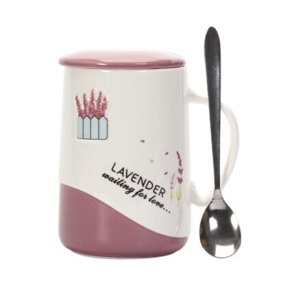 Lavendel Keramik Tasse tasse Deckel Becher Tee tea cup porzellan