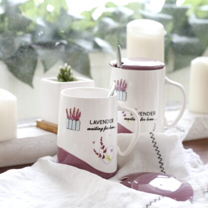 Lavendel Keramik Tasse tasse Deckel Becher Tee tea cup porzellan