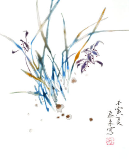 Blumen zeichnung Orchidee chinesische Tusche Malerei orchid japanische Sumi-e painting Heim Haus Büro Deko Wand Kunst