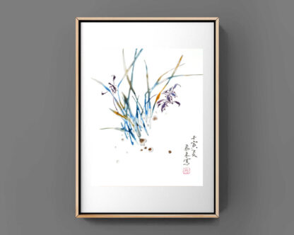 Blumen zeichnung Orchidee chinesische Tusche Malerei orchid japanische Sumi-e painting Heim Haus Büro Deko Wand Kunst