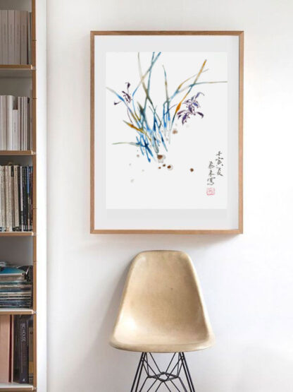 Blumen zeichnung Orchidee chinesische Tusche Malerei orchid japanische Sumi-e painting Heim Haus Büro Deko Wand Kunst