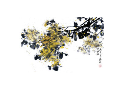 Chrysantheme chrysanthemum daisy Tusche Malerei Sumi-e painting chinesische japanische Kunstpostkarten