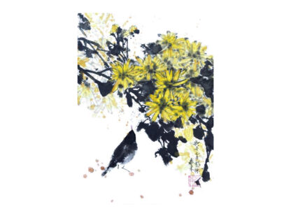 Chrysantheme chrysanthemum daisy Tusche Malerei Sumi-e painting chinesische japanische Kunstpostkarten