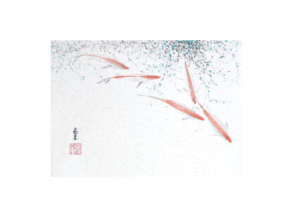 Postkarte Fisch Tusche Malerei Sumi-e painting chinesische japanische Kunstpostkarten