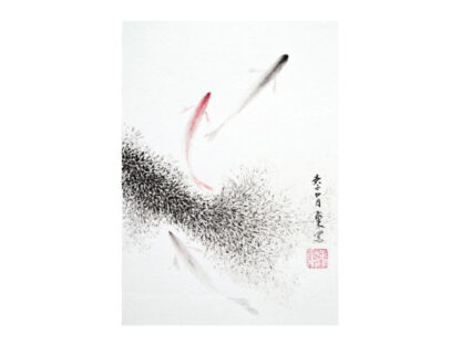 Postkarte Fisch Tusche Malerei Sumi-e painting chinesische japanische Kunstpostkarten