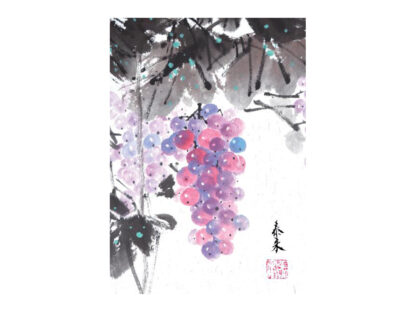 Postkarte grapes Traube wein wine Tusche Malerei Sumi-e painting chinesische japanische Kunstpostkarten