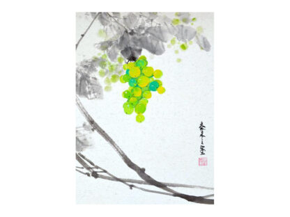 Postkarte grapes Traube wein wine Tusche Malerei Sumi-e painting chinesische japanische Kunstpostkarten