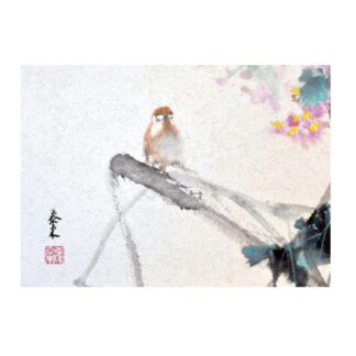 Postkarte Vogel Tusche Malerei Sumi-e painting chinesische japanische zeichnung Kunstpostkarten