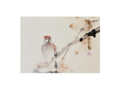 spatz Postkarte Vogel Tusche Malerei Sumi-e painting chinesische japanische zeichnung Kunstpostkarten