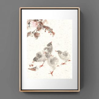 Hähnchen chicken Küken sumie painting chinesische japanische Tusche Malerei janpanises chinese ink painting 鸡 wall art Wand Kunst Bürodekor Wohndekor office decoration home decoration