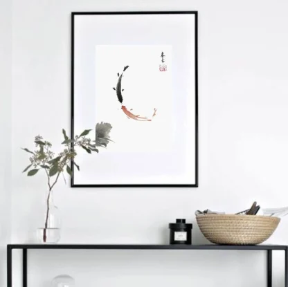 fish painting Fisch tusche malerei sumi-e painting tusche Zeichnen tinte zeichnung wand dekoration wandkunst Büro dekoration wohn decoration blumen zeichnen landscape painting landschaft malerei tier zeichnen