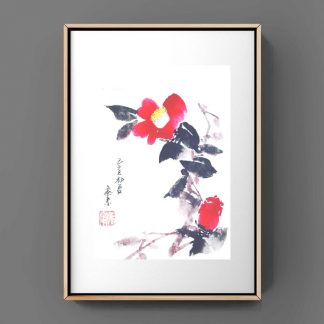 Kamelie Camellia sumie painting chinesische japanische Tusche Malerei janpanises chinese ink painting 山茶