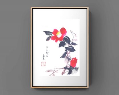 Kamelie Camellia sumie painting chinesische japanische Tusche Malerei janpanises chinese ink painting 山茶