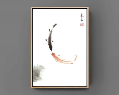 fisch Tusche Malerei Sumi-e painting chinesische japanische Kunstpostkarten