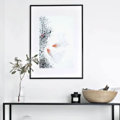 goldfish painting Fisch tusche malerei sumi-e painting tusche Zeichnen tinte zeichnung wand dekoration wandkunst Büro dekoration wohn decoration blumen zeichnen landscape painting landschaft malerei tier zeichnen