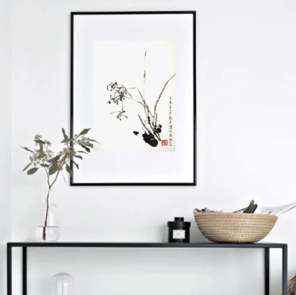 orchid flower zeichnen tusche malerei sumi-e painting tusche Zeichnen tinte zeichnung wand dekoration wandkunst Büro dekoration wohn decoration blumen zeichnen landscape painting landschaft malerei tier zeichnen