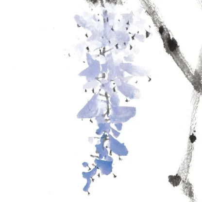 blauer regen wisteria tusche malerei sumi-e painting tusche Zeichnen tinte zeichnung wand dekoration wandkunst Büro dekoration wohn decoration blumen zeichnen landscape painting landschaft malerei tier zeichnen