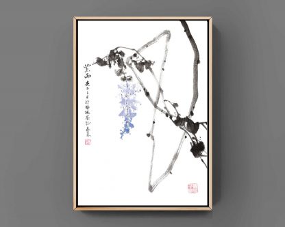 Blauer Regen wisteria Bambus sumie painting chinesische japanische Tusche Malerei janpanises chinese ink painting 紫藤