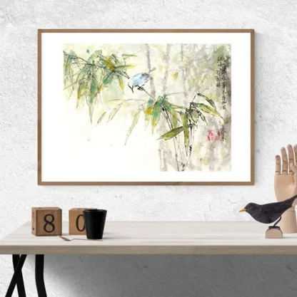 bambus zeichnen bamboo painting tusche malerei sumi-e painting tusche Zeichnen tinte zeichnung wand dekoration wandkunst Büro dekoration wohn decoration blumen zeichnen landscape painting landschaft malerei tier zeichnen