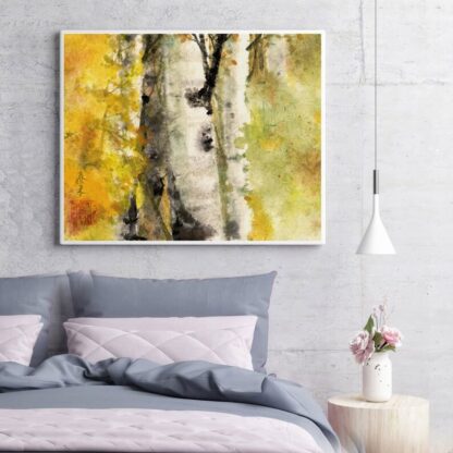 birch landscape painting Birken tusche malerei sumi-e painting tusche Zeichnen tinte zeichnung wand dekoration wandkunst Büro dekoration wohn decoration blumen zeichnen landscape painting landschaft malerei tier zeichnen