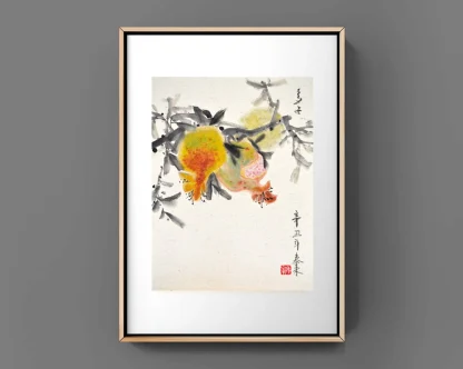 granatapfel zeichneng Pomegranate painting tusche malerei sumi-e painting tusche Zeichnen tinte zeichnung wand dekoration wandkunst Büro dekoration wohn decoration blumen zeichnen landscape painting landschaft malerei tier zeichnen