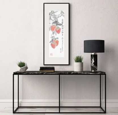 kaki zeichneng Pomegranate painting tusche malerei sumi-e painting tusche Zeichnen tinte zeichnung wand dekoration wandkunst Büro dekoration wohn decoration blumen zeichnen landscape painting landschaft malerei tier zeichnen