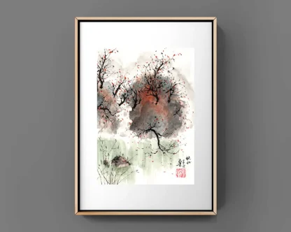 landscape painting tusche malerei sumi-e painting tusche Zeichnen tinte zeichnung wand dekoration wandkunst Büro dekoration wohn decoration blumen zeichnen landscape painting landschaft malerei tier zeichnen