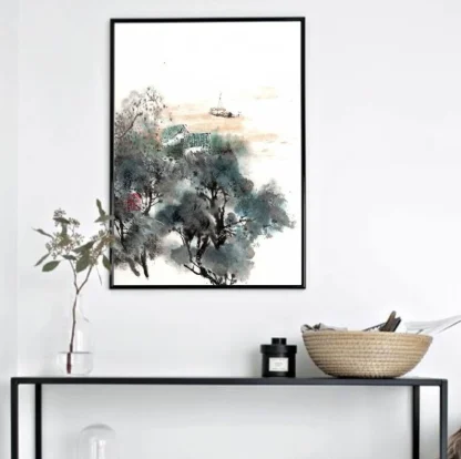 landscape painting tusche malerei sumi-e painting tusche Zeichnen tinte zeichnung wand dekoration wandkunst Büro dekoration wohn decoration blumen zeichnen landscape painting landschaft malerei tier zeichnen