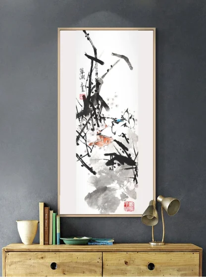 lotus Blumen zeichneng flower painting tusche malerei sumi-e painting tusche Zeichnen tinte zeichnung wand dekoration wandkunst Büro dekoration wohn decoration blumen zeichnen landscape painting landschaft malerei tier zeichnen