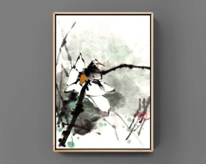 lotus Blumen zeichneng flower painting tusche malerei sumi-e painting tusche Zeichnen tinte zeichnung wand dekoration wandkunst Büro dekoration wohn decoration blumen zeichnen landscape painting landschaft malerei tier zeichnen