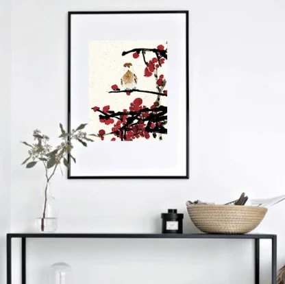 Vogel flower zeichnen tusche malerei sumi-e painting tusche Zeichnen tinte zeichnung wand dekoration wandkunst Büro dekoration wohn decoration blumen zeichnen landscape painting landschaft malerei tier zeichnen