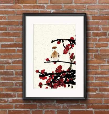 Vogel flower zeichnen tusche malerei sumi-e painting tusche Zeichnen tinte zeichnung wand dekoration wandkunst Büro dekoration wohn decoration blumen zeichnen landscape painting landschaft malerei tier zeichnen