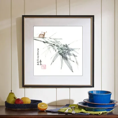 Schnecke zeichneng snail painting tusche malerei sumi-e painting tusche Zeichnen tinte zeichnung wand dekoration wandkunst Büro dekoration wohn decoration blumen zeichnen landscape painting landschaft malerei tier zeichnen