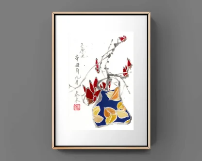 Blumen zeichneng flower painting tusche malerei sumi-e painting tusche Zeichnen tinte zeichnung wand dekoration wandkunst Büro dekoration wohn decoration blumen zeichnen landscape painting landschaft malerei tier zeichnen