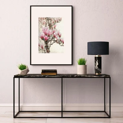 Magnolie flower zeichnen tusche malerei sumi-e painting tusche Zeichnen tinte zeichnung wand dekoration wandkunst Büro dekoration wohn decoration blumen zeichnen landscape painting landschaft malerei tier zeichnen