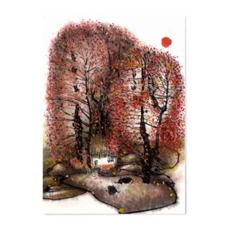 Postkarte Landschaft Tusche Malerei Sumi-e painting chinesische japanische Kunstpostkarten