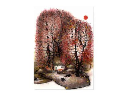 Postkarte Landschaft Tusche Malerei Sumi-e painting chinesische japanische Kunstpostkarten