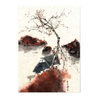 Postkarte Landschaft Tusche Malerei Sumi-e painting chinesische japanische Kunstpostkarten