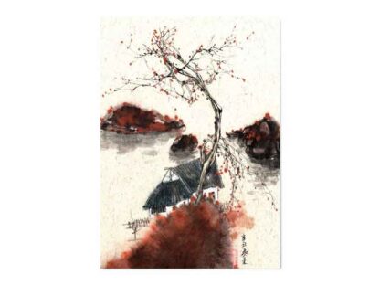 Postkarte Landschaft Tusche Malerei Sumi-e painting chinesische japanische Kunstpostkarten