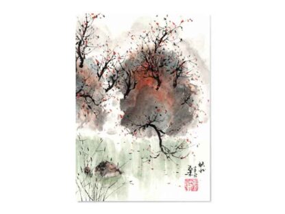 Postkarte Landschaft Tusche Malerei Sumi-e painting chinesische japanische Kunstpostkarten